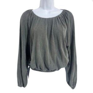 Sundry Gray Scoop-Neck Gathered Hem Blouse Size XS/S
